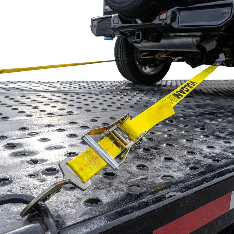 VULCAN Car Tie Down with Twisted Snap Hooks - 2 Inch x 96 Inch - 2 Pack - Classic Yellow - 3 300 Pound Safe Working Load - Image 4